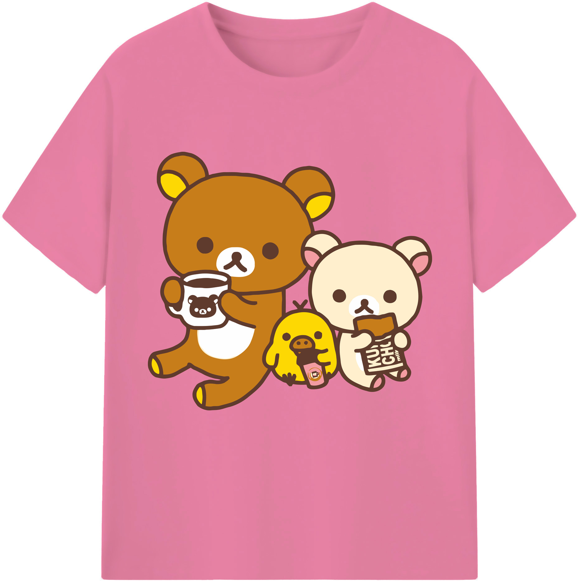（画像用） リラックマ リラックマ キイロイトリ Rilakkuma Korilakkuma Kiiroitori 綿100％半袖Tシャツ（フロントプリント）